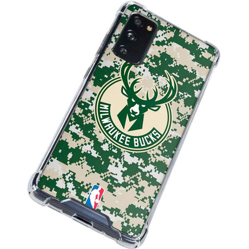 NBA Milwaukee Bucks Camo Digi Galaxy S20 FE Clear Case